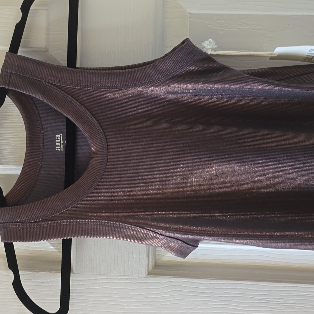 A.N.A BRAND WOMENS SPARKLING  SHINY SHIMMERING BRONZE SUMMER TANK TOP SIZE XS